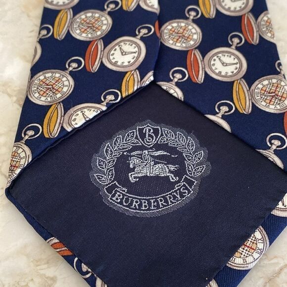 Burberry’s of London Clocks Nova Check Print 100% Silk Tie - Picture 8 of 13